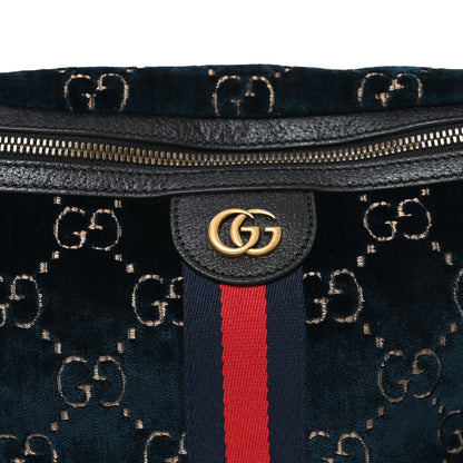 Gucci Velvet GG Monogram Web Belt Bag Blue Beige 8 of 10