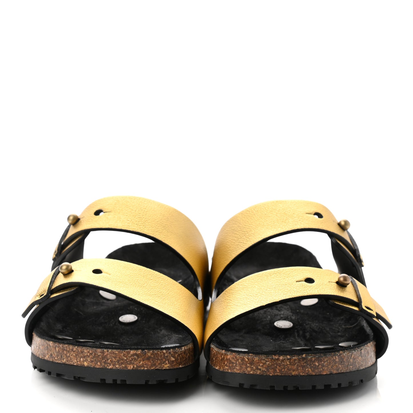 Calfskin Metallic Jimmy Cross Slides 37.5 Gold