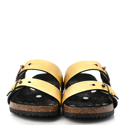 Saint Laurent Calfskin Metallic Jimmy Cross Slides 37.5 Gold 2 of 9
