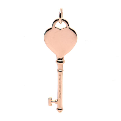 Tiffany 18K Rose Gold Diamond Heart Key Pendant 3 of 6