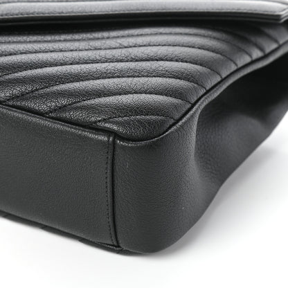 Saint Laurent Sheepskin Matelasse Chevron Monogram Large College Satchel Black 9 of 9