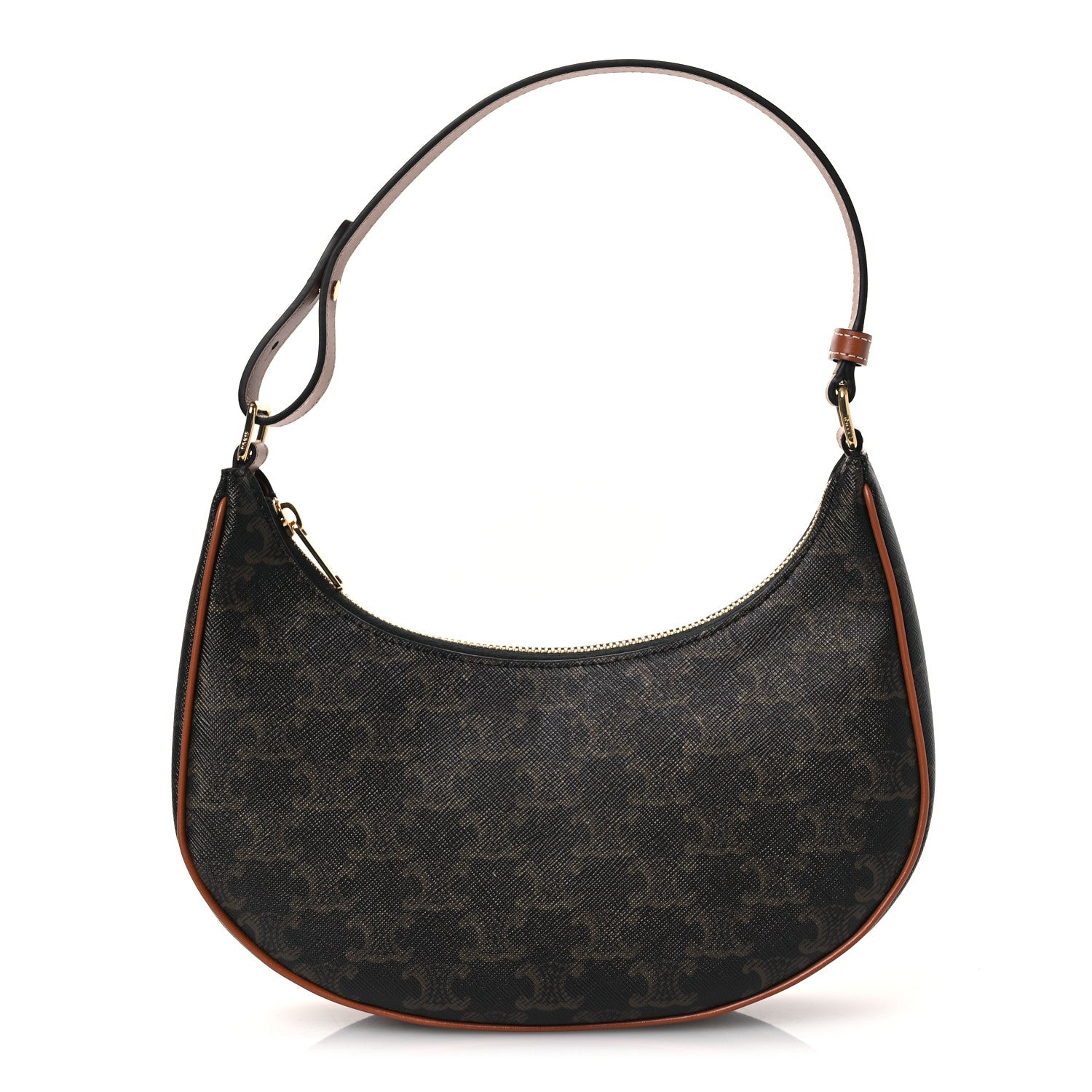 Celine Triomphe Canvas Calfskin Ava Shoulder Bag Tan 1 of 13
