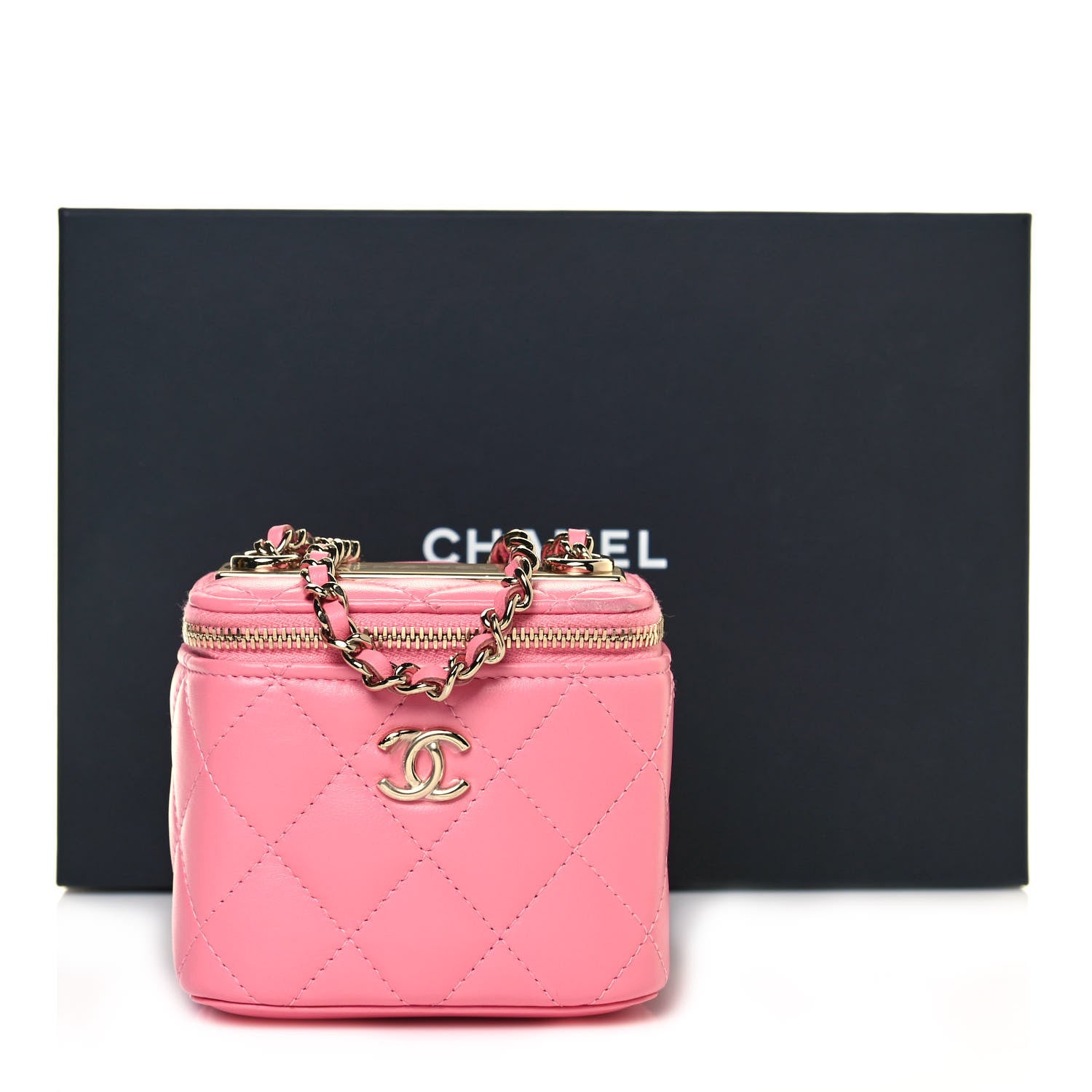 Chanel Lambskin Quilted Trendy Mini Vanity Case With Chain Pale Pink 13 of 13