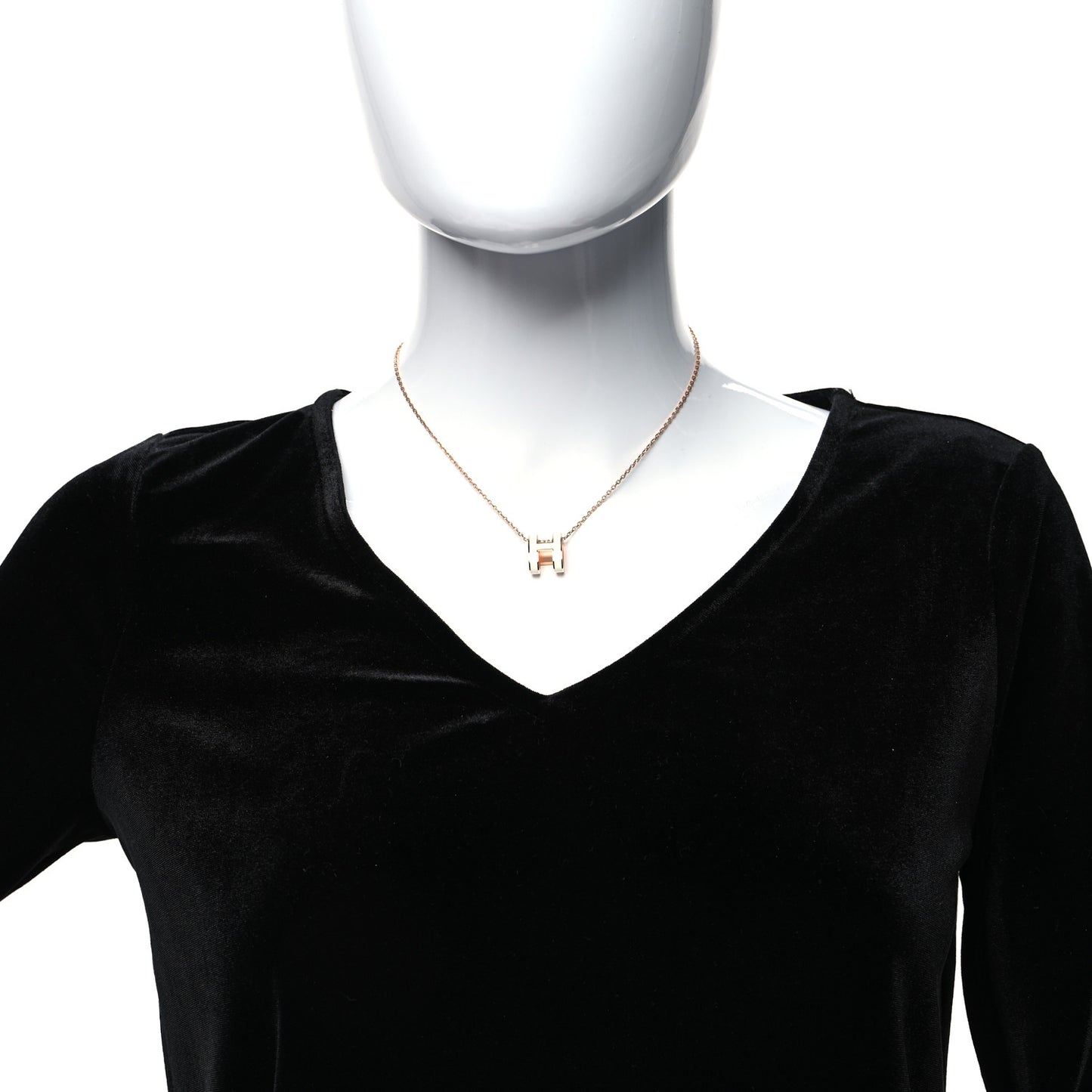 Lacquered Rose Gold Pop H Pendant Necklace White