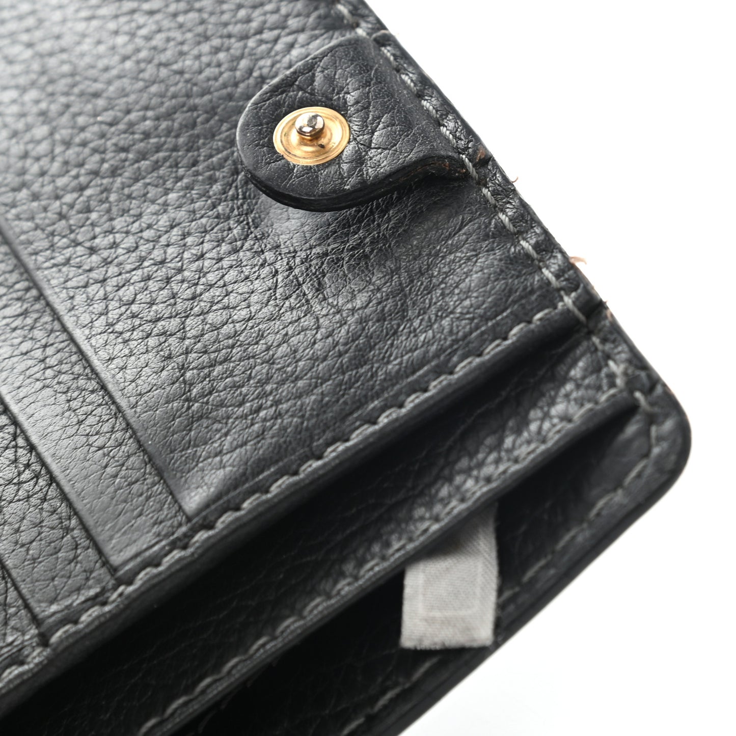 Grained Calfskin Marcie Square Wallet Black