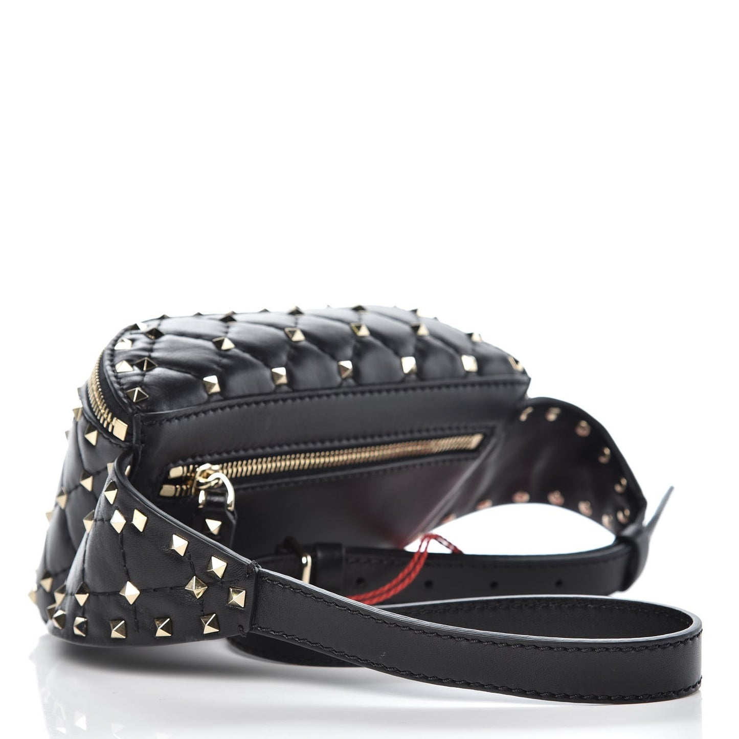Lambskin Rockstud Spike Belt Bag 95 Black