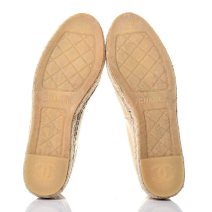 Chanel Lambskin CC Espadrilles 36 Beige Black 5 of 9