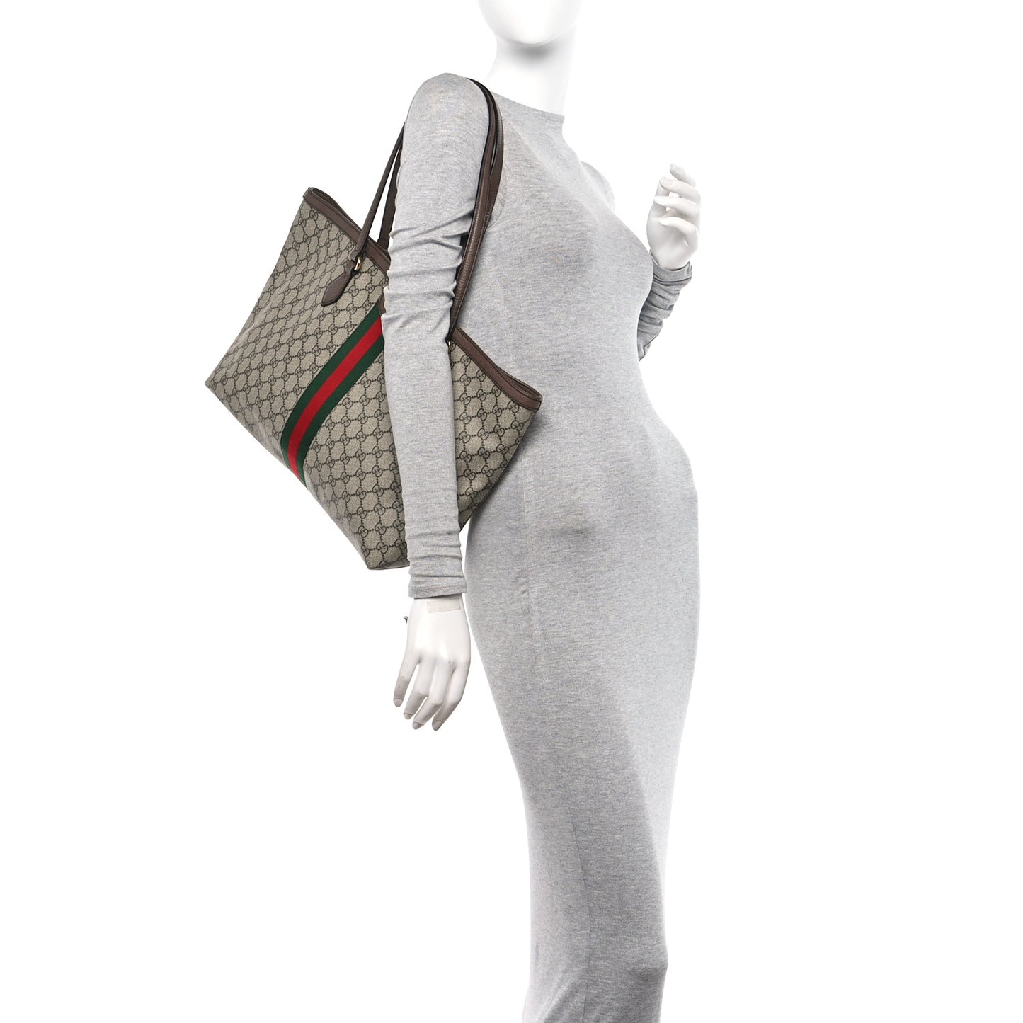 GG Supreme Monogram Medium Ophidia Shopping Tote Brown