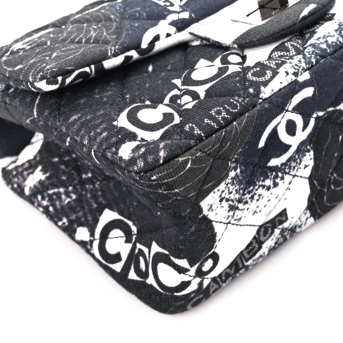 Jersey Quilted Camellia 2.55 Reissue Mini Flap Black White