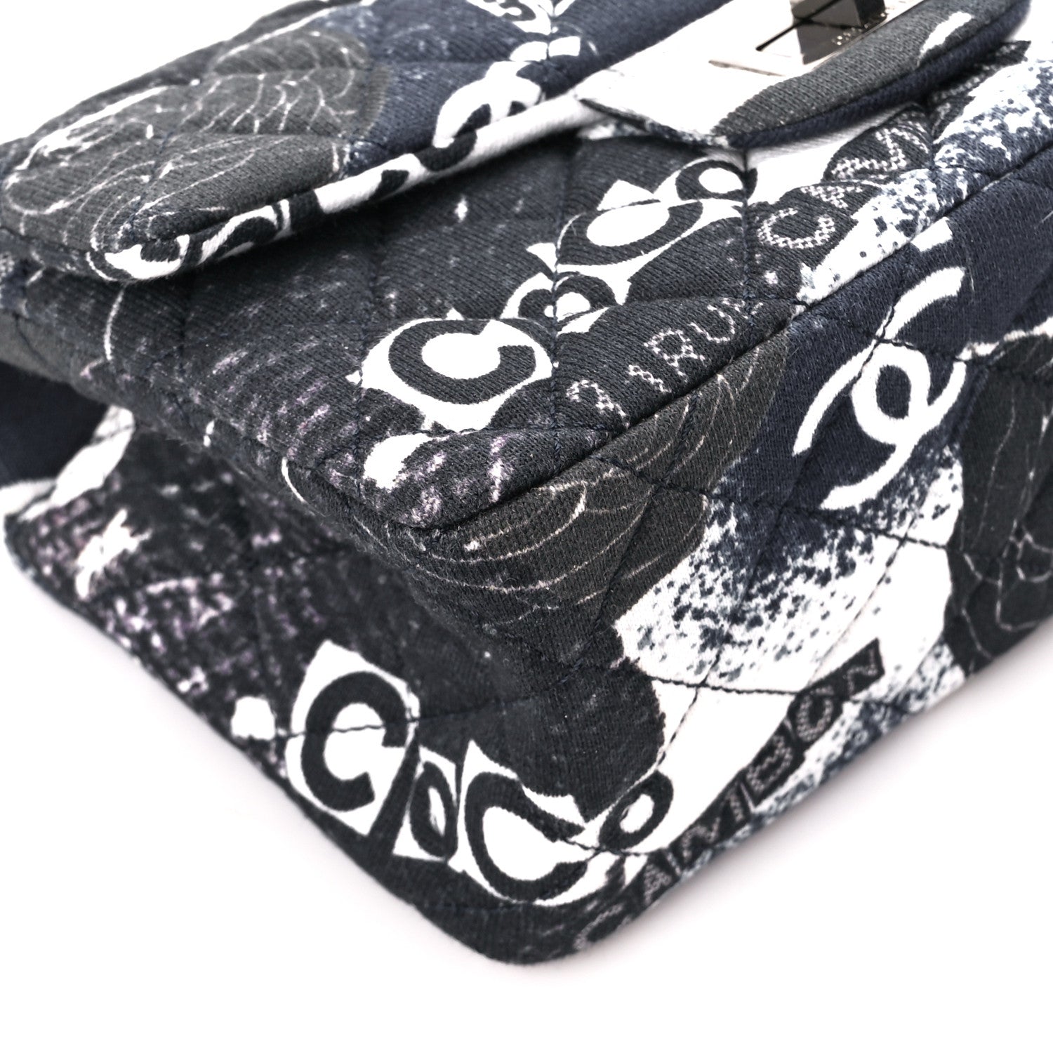 Chanel Jersey Quilted Camellia 2.55 Reissue Mini Flap Black White 10 of 12