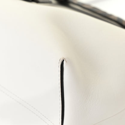 Fendi Vitello Dolce Bi-Color FF 1974 Embossed Medium By The Way Boston Bag White Ice Maya Black 10 of 13