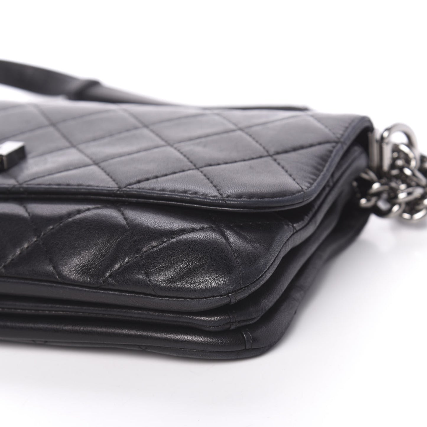 Lambskin Quilted Soft Boy Flap Black