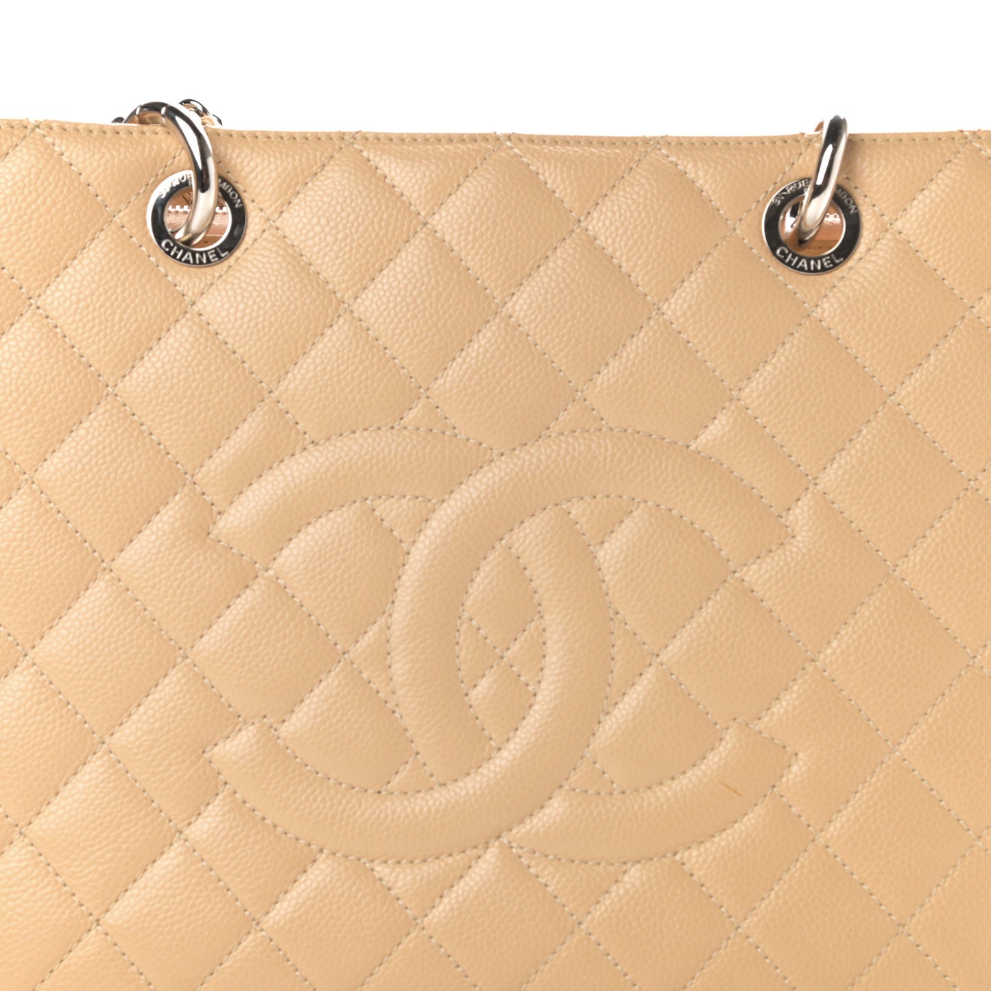 Caviar Quilted Grand Shopping Tote GST Beige