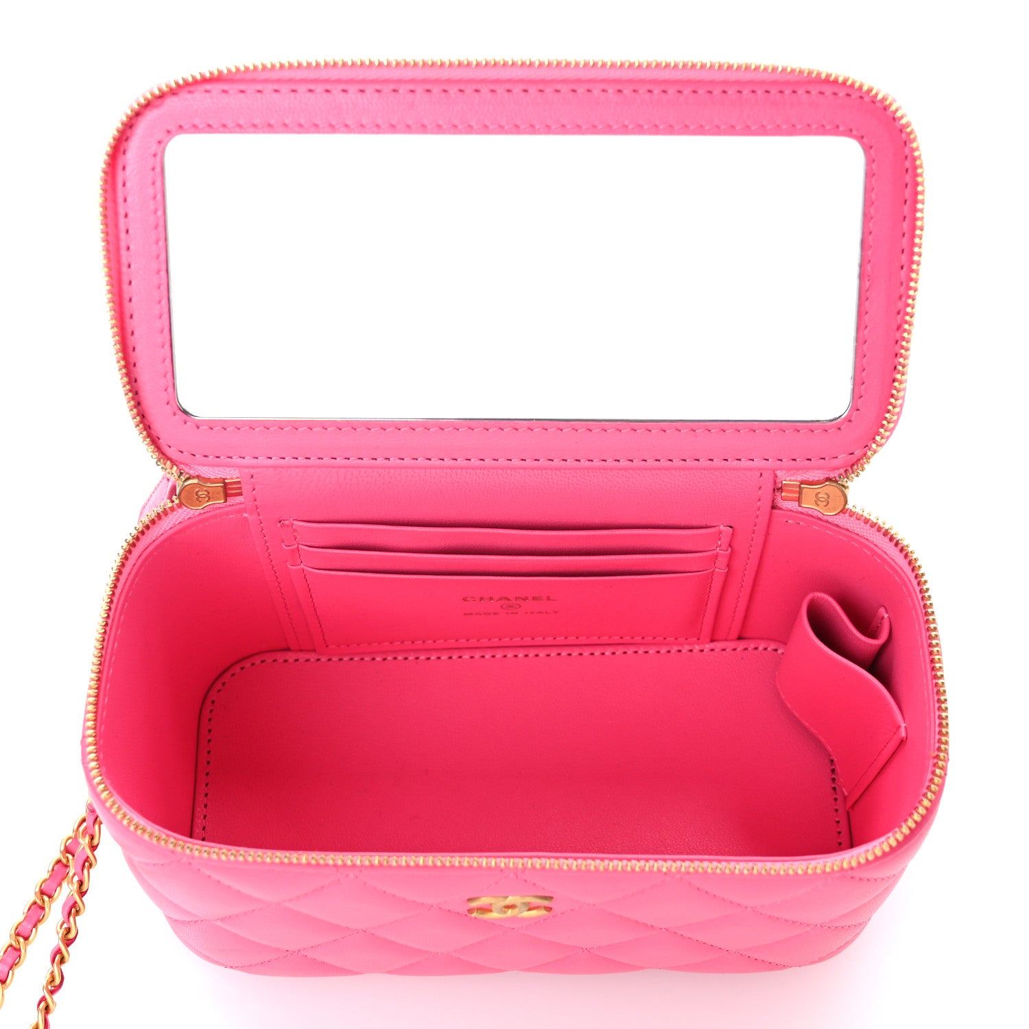 Chanel Lambskin Enamel Quilted Small Coco Hearts Vanity Case With Chain Pink 8 of 12