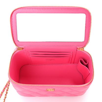 Chanel Lambskin Enamel Quilted Small Coco Hearts Vanity Case With Chain Pink 8 of 12
