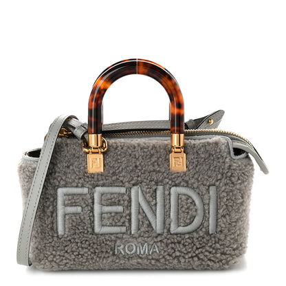Fendi Sheepskin Vitello King Plexiglass Logo Embroidered Mini By The Way Top Handle Boston Ghiaccio 1 of 9