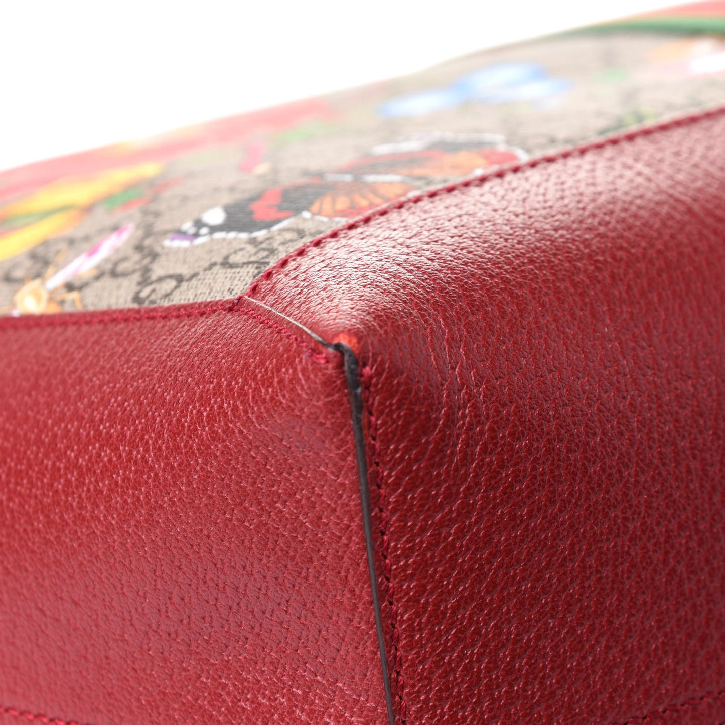 GG Supreme Monogram Flora Web Large Ophidia Tote Red