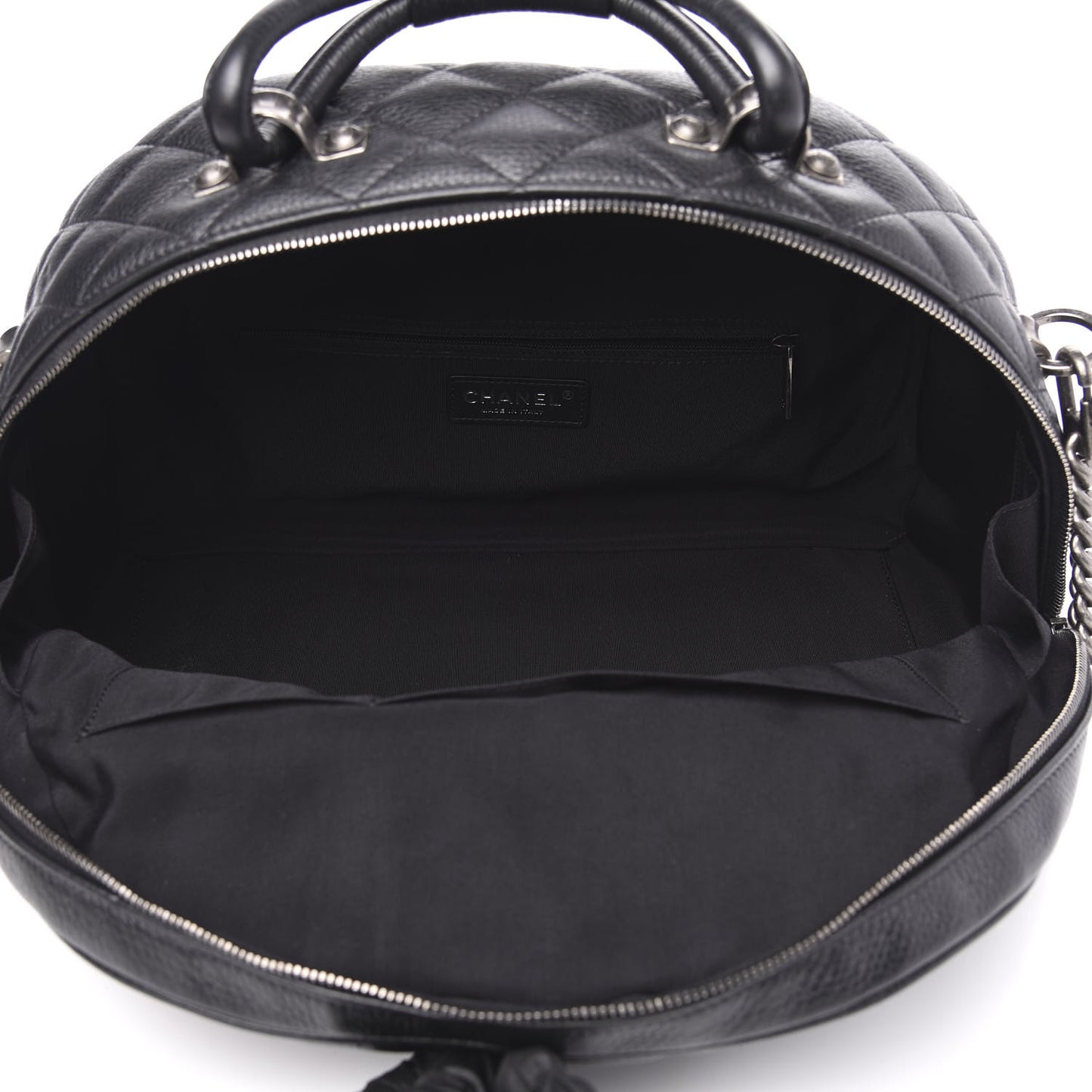 Calfskin Quilted Medium Airlines Round Trip Bowling Bag Black