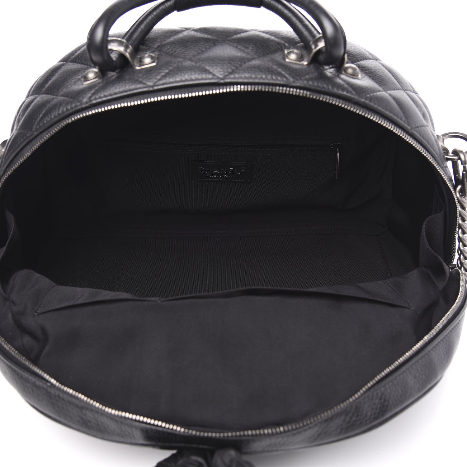 Chanel Calfskin Quilted Medium Airlines Round Trip Bowling Bag Black 4 of 12