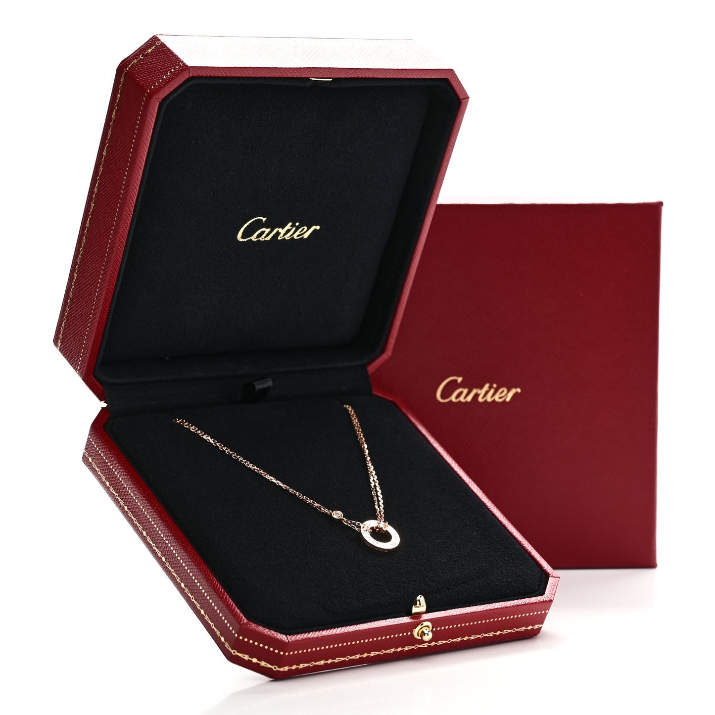 18K Pink Gold 2 Diamond LOVE Necklace