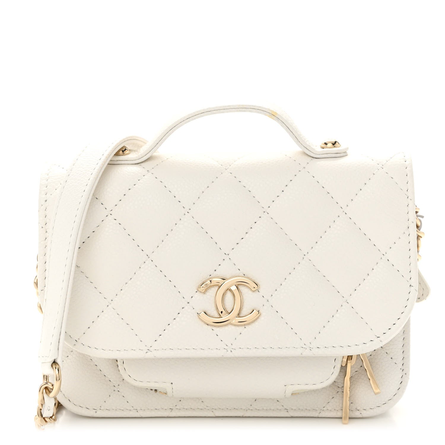 Chanel Caviar Quilted Business Affinity Clutch With Chain Flap White 1 of 15
