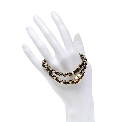 Chanel Lambskin CC Turnlock Double Chain Bracelet Black Gold 2 of 4