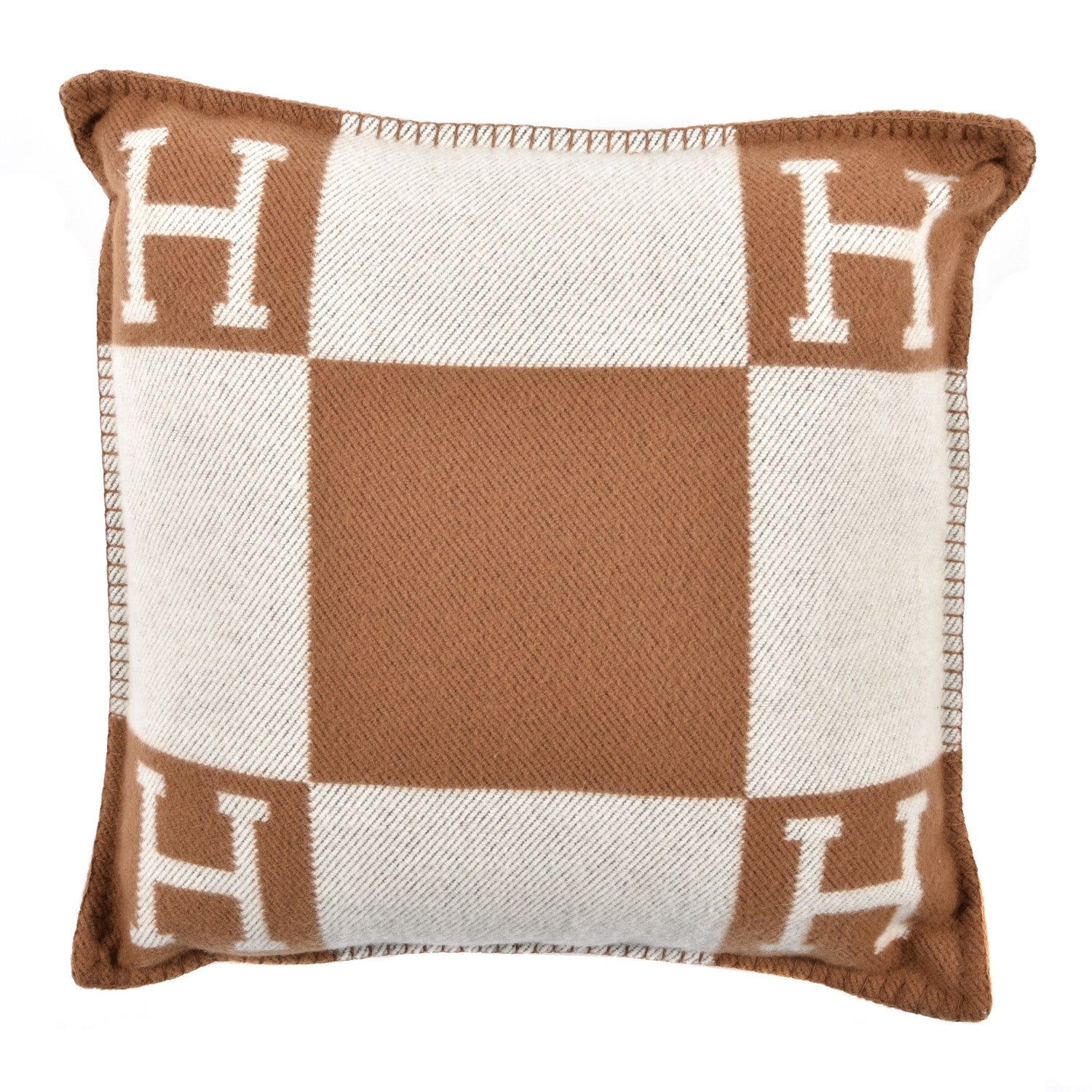 Hermes Wool Cashmere Avalon Pillow PM Ecru Camel 1 of 3