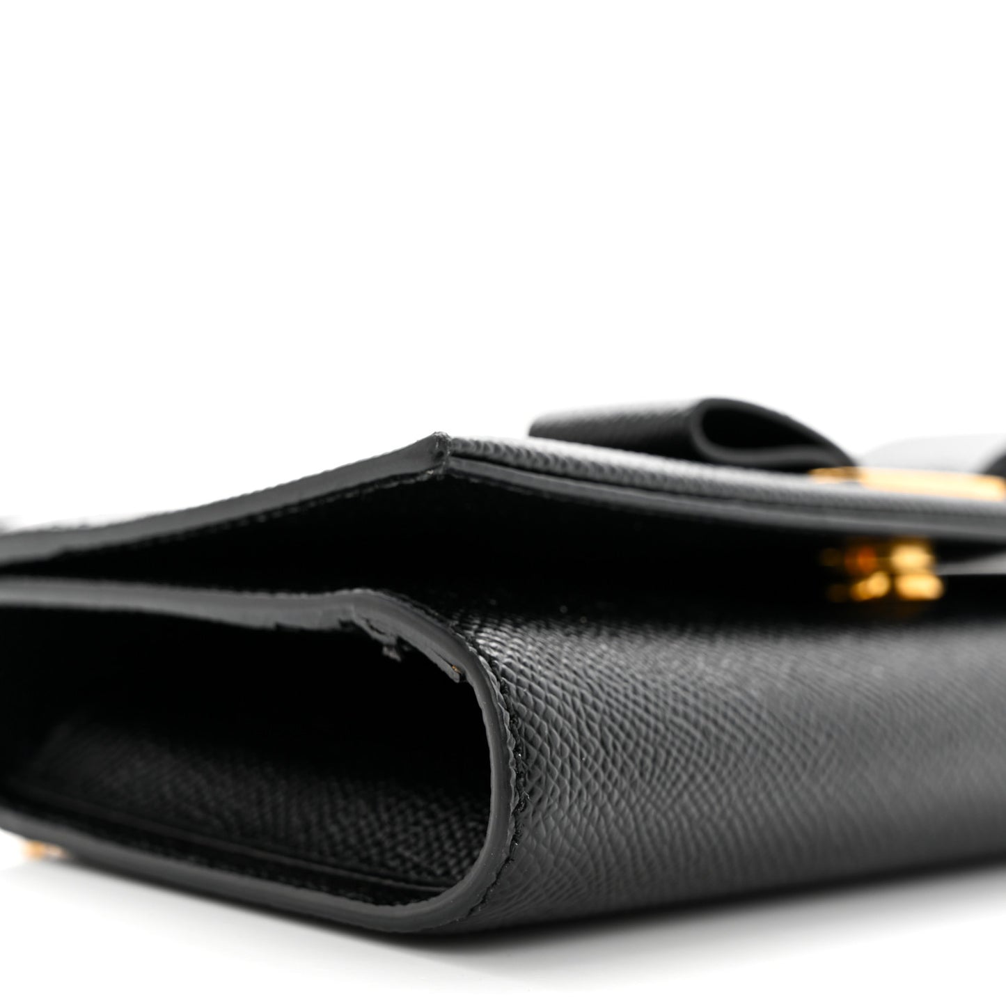Hammered Calfskin Mini Vera Bow Handle Bag Black