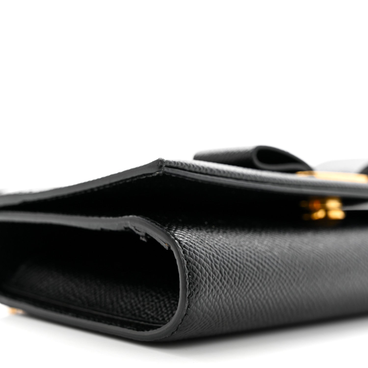 Salvatore Ferragamo Hammered Calfskin Mini Vera Bow Handle Bag Black 9 of 11