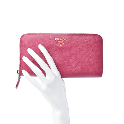 Prada Saffiano Zip Around Wallet Peonia 2 of 7