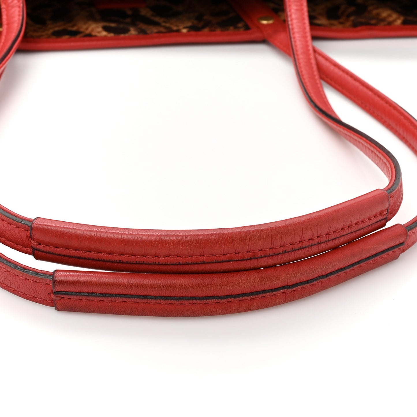 Visetos Medium Reversible Shopper Project Tote Red Jaguar Brown