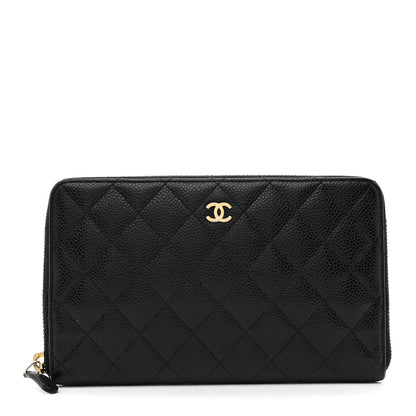 Chanel Caviar Quilted Large Zip Around Organizer Wallet Black 1 of 8