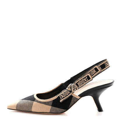 Christian Dior Cotton Ribbon Check'N'Dior J'Adior Slingback 65mm Pumps 38 Black Beige 1 of 9