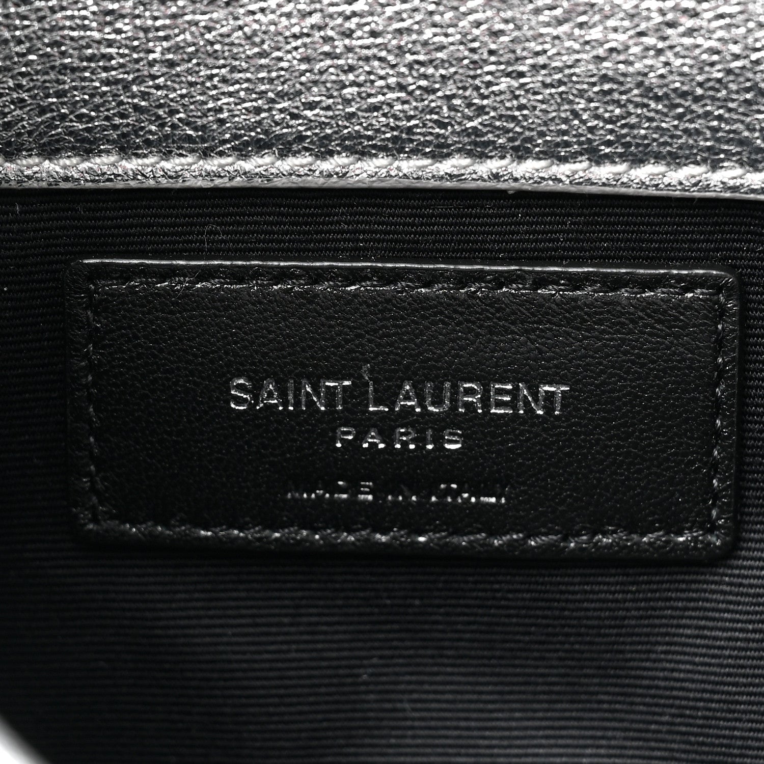 Saint Laurent Metallic Lambskin Monogram Loulou Puffer Pouch Clutch Silver 8 of 13