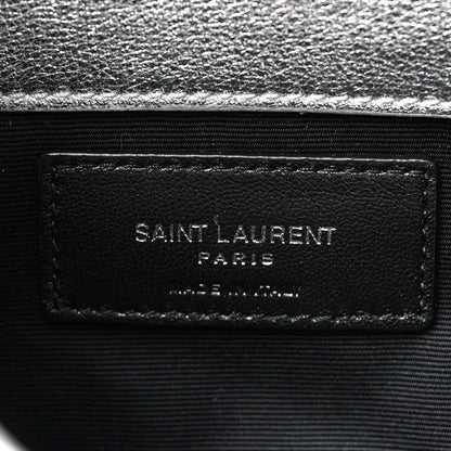 Saint Laurent Metallic Lambskin Monogram Loulou Puffer Pouch Clutch Silver 8 of 13