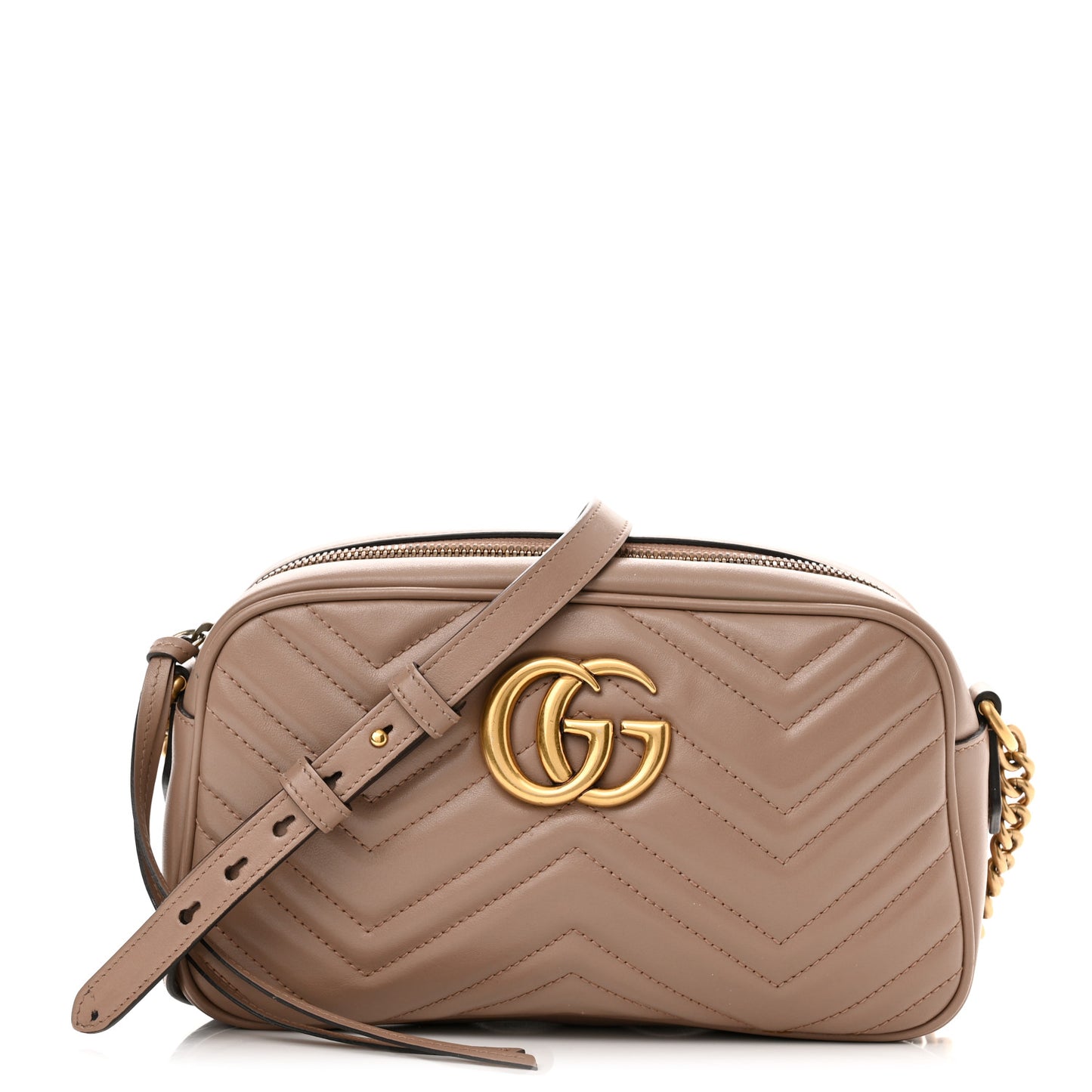 Calfskin Matelasse Small GG Marmont Chain Shoulder Bag Porcelain Rose