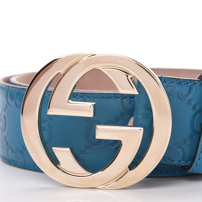 Gucci Guccissima Signature Interlocking G 40mm Belt 80 32 Deep Cobalt 8 of 9