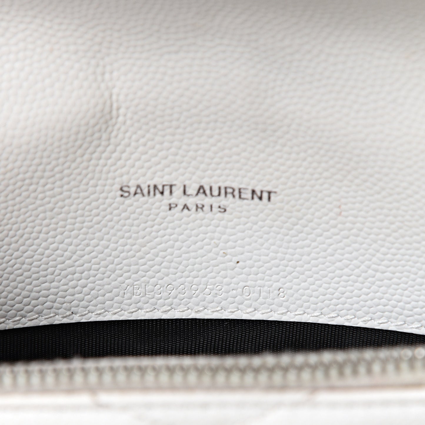 Grain De Poudre Matelasse Chevron Monogram Envelope Chain Wallet Optical White