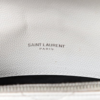 Saint Laurent Grain De Poudre Matelasse Chevron Monogram Envelope Chain Wallet Optical White 6 of 12