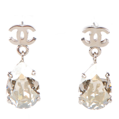Chanel Crystal CC Tear Drop Earrings Silver 1 of 3