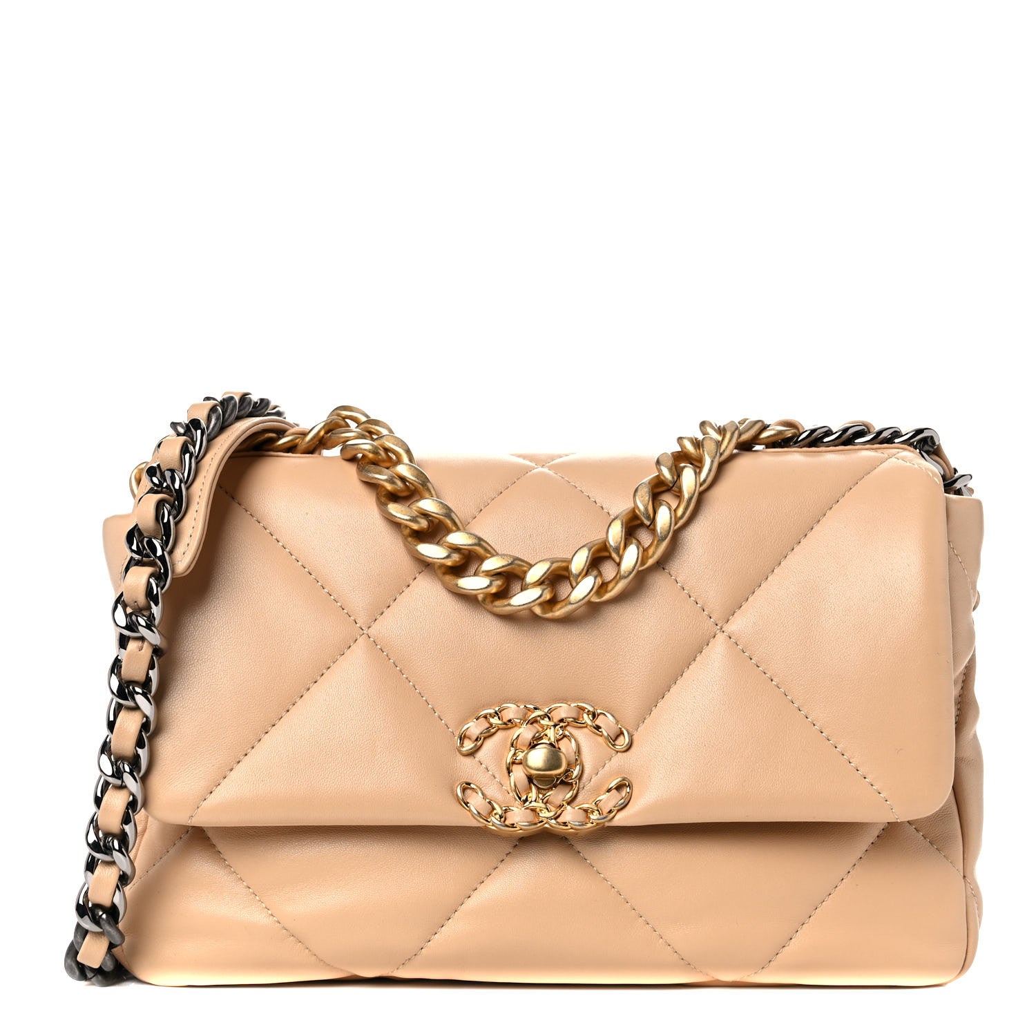 Chanel Lambskin Quilted Medium Chanel 19 Flap Beige 1 of 12