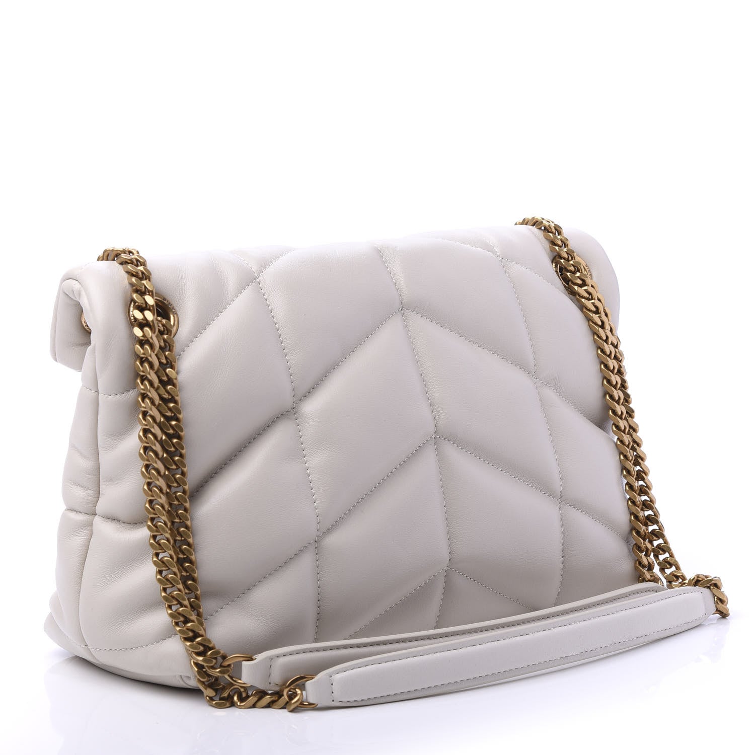 Saint Laurent Lambskin Quilted Small Loulou Puffer Monogram Chain Satchel Crema Soft 3 of 9