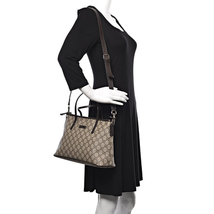 Gucci GG Supreme Monogram Small Zippered Tote Dark Brown 2 of 15