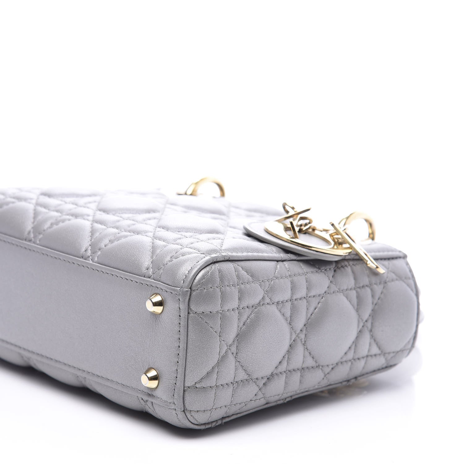 Christian Dior Metallic Lambskin Cannage Mini Lady Dior Grey 7 of 9