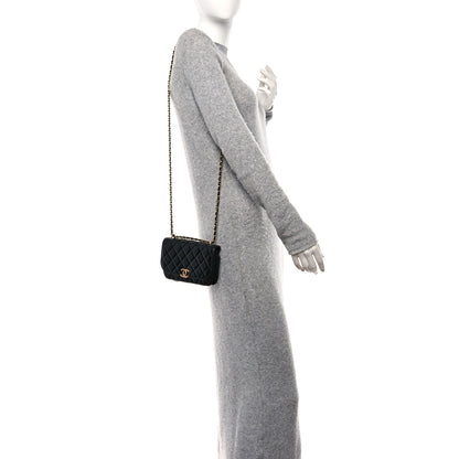 Chanel Shiny Lambskin Quilted Flap Phone Holder With Chain Black 2 of 11