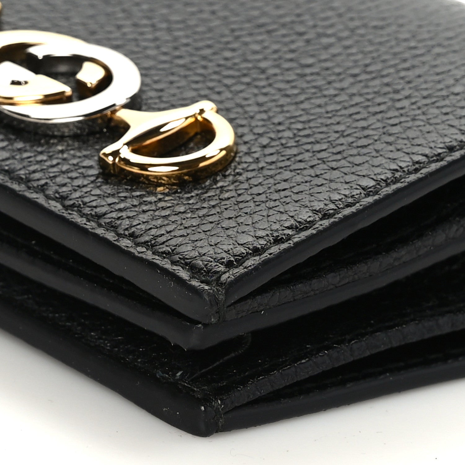 Gucci Grainy Calfskin Zumi Chain Card Case Wallet Black 8 of 8