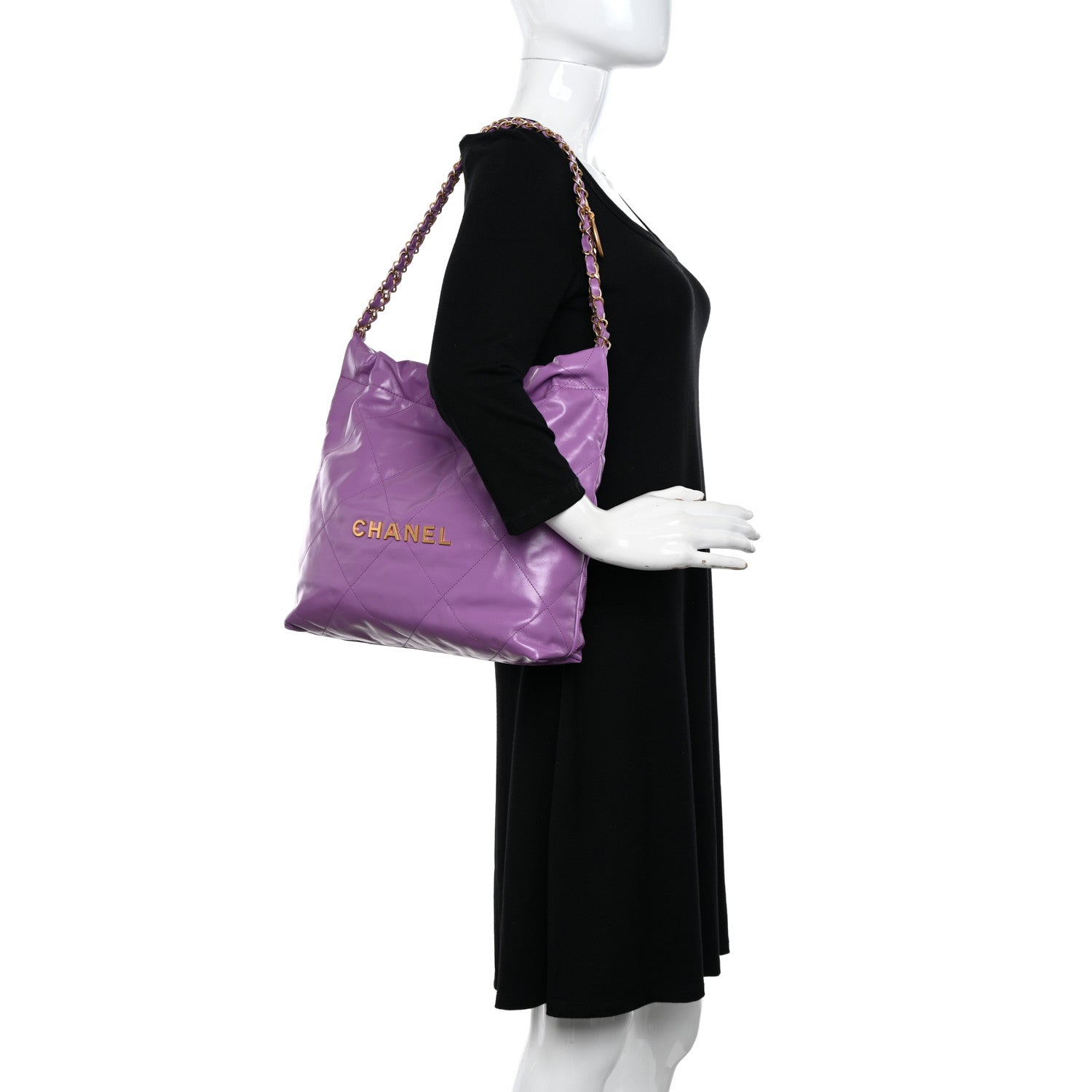 Chanel Shiny Calfskin Quilted Small Chanel 22 Purple 2 of 13