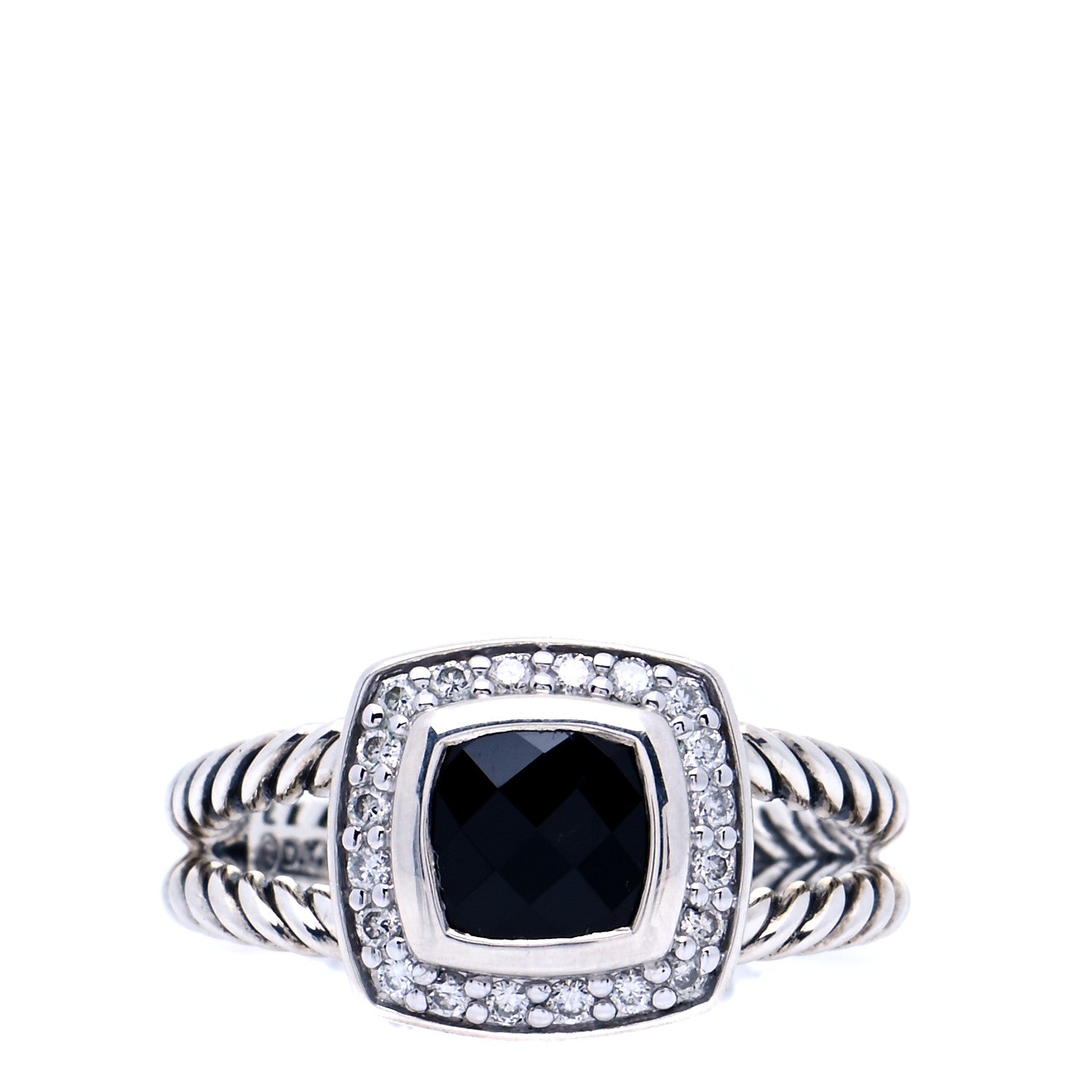 David Yurman Sterling Silver Diamond Black Onyx 7mm Petite Albion Ring 52 6 1 of 7