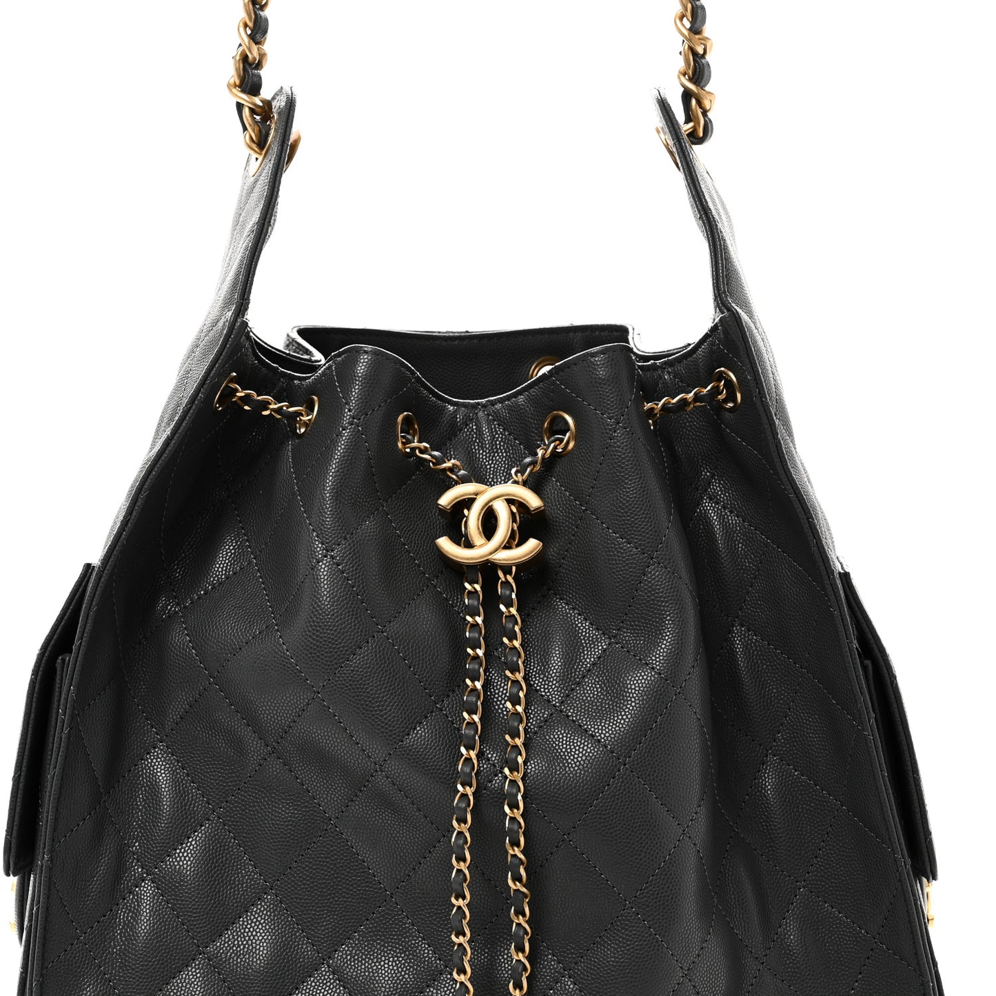 Caviar Quilted Medium Chanel 25 Handbag Dark Grey