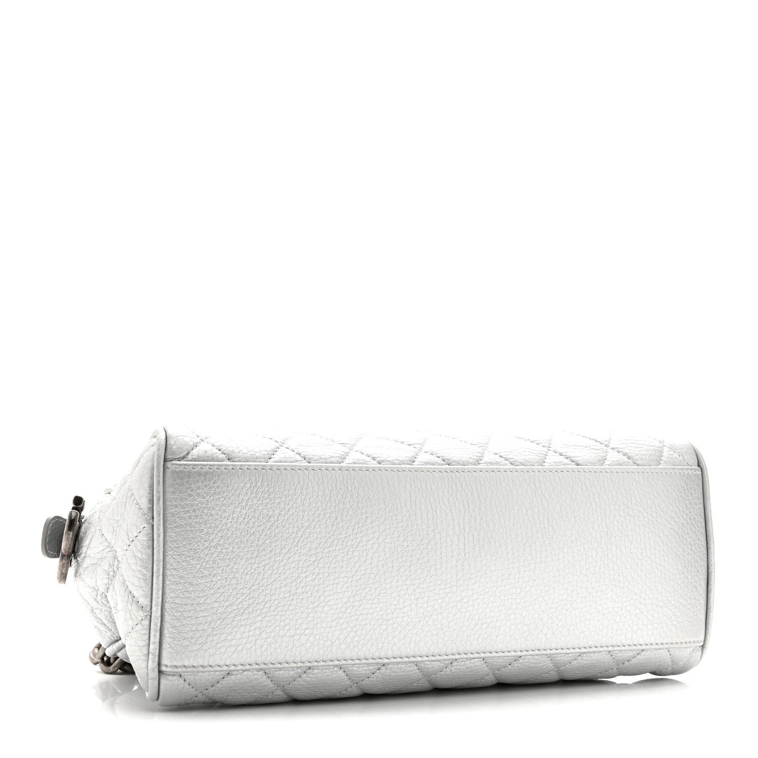 Chanel Metallic Calfskin Quilted Mini Bowling Bag Silver 4 of 10